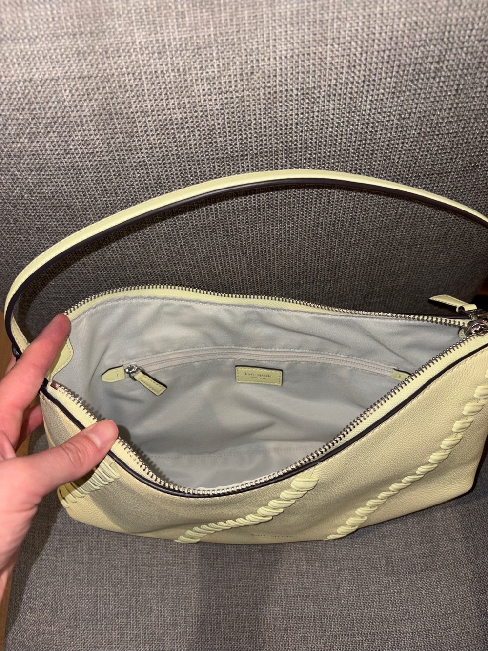 kate spade pale yellow leather shoulder bag - Picture 3 of 3